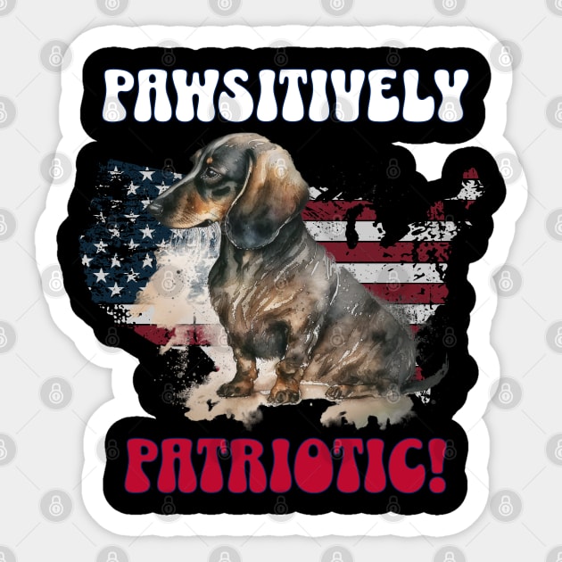 4th of July Independence Day Patriotic Dachshund Funny Design for Dog Lovers Sticker by EndlessDoodles